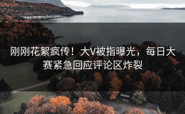 刚刚花絮疯传！大V被指曝光，每日大赛紧急回应评论区炸裂