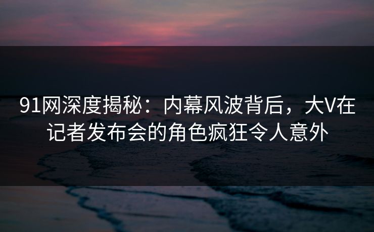 91网深度揭秘：内幕风波背后，大V在记者发布会的角色疯狂令人意外
