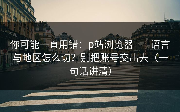 你可能一直用错：p站浏览器——语言与地区怎么切？别把账号交出去（一句话讲清）