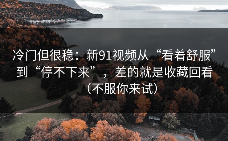 冷门但很稳：新91视频从“看着舒服”到“停不下来”，差的就是收藏回看（不服你来试）
