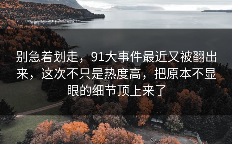 别急着划走，91大事件最近又被翻出来，这次不只是热度高，把原本不显眼的细节顶上来了
